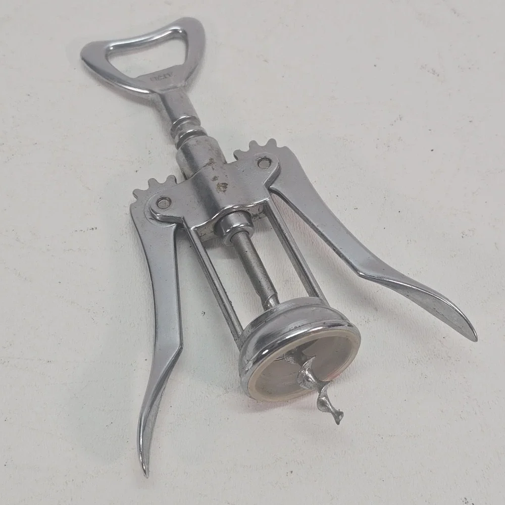 VINTAGE ITALIAN WINE BOTTLE OPENER WINGED CORKSCREW MADE IN ITALY